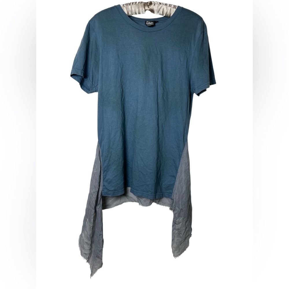 EDUN Grunge Flowy Top Cotton Silk Short Sleeve T-Shirt Distressed